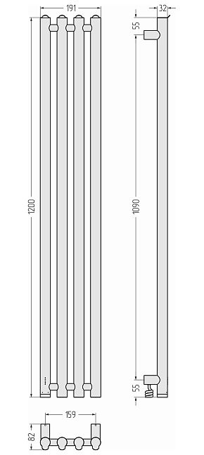 Сунержа Кантата 4.0 Полотенцесушитель электрический 120x15,9 Состаренная латунь