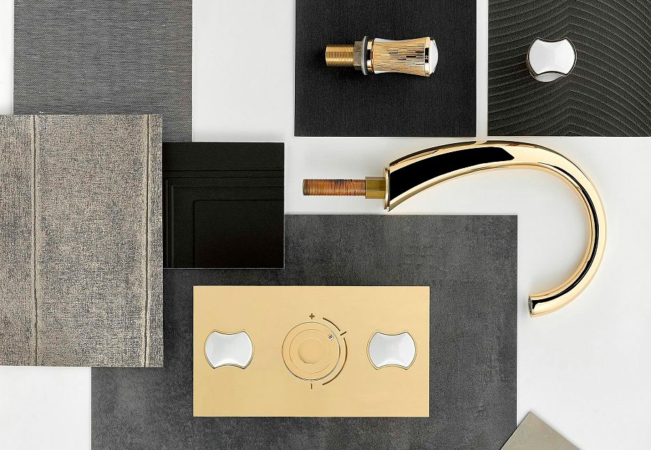 Смесители THG Infini white porcelain with gold decor