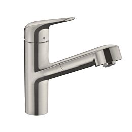 Кухонный смеситель Hansgrohe Focus, на 1 отв., с выдвижным изливом, цвет: полированная сталь купить в Москве: интернет-магазин StudioArdo