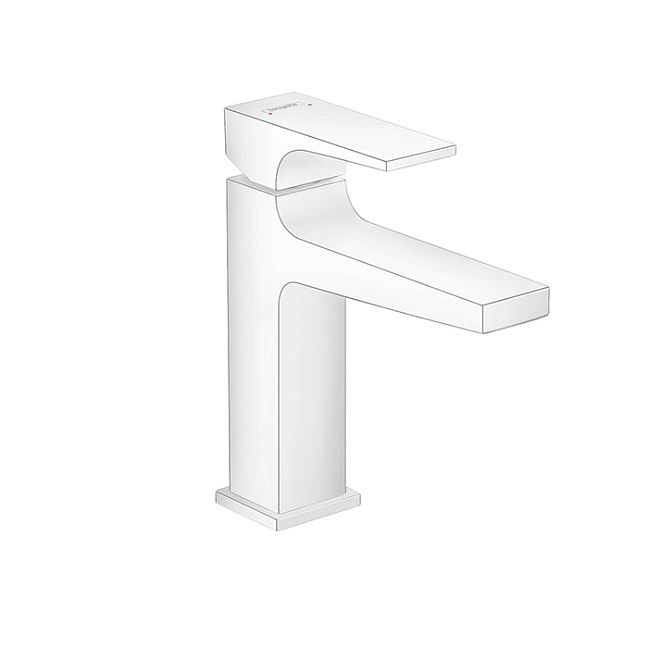 Смеситель для раковины Hansgrohe Metropol 110, на 1 отв, с донным клапаном, излив 135мм, цвет: белый матовый