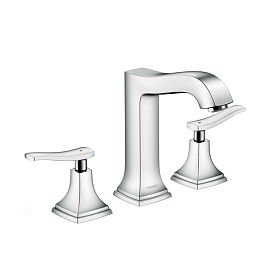 Смеситель для раковины Hansgrohe Metropol 3 отв., изилив: 15,9см., с доным клапаном, цвет: хром купить в Москве: интернет-магазин StudioArdo