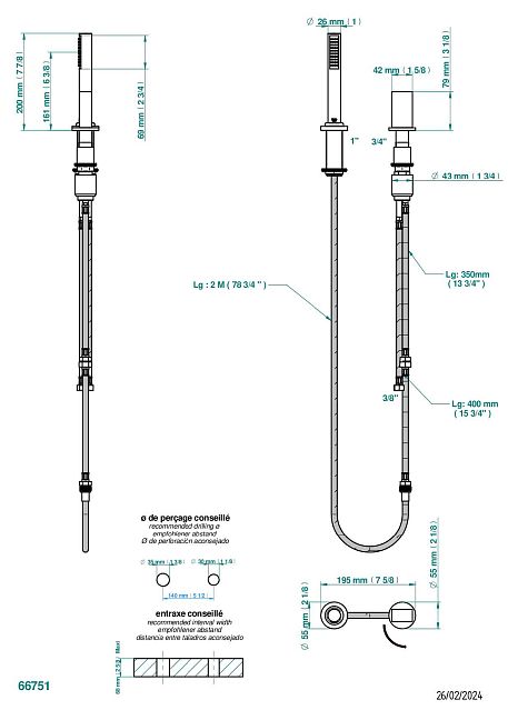 Смеситель THG Montaigne marbre Grand Antique устанавливаемый на борту с ручным душем с ручкой одновременной регулировки – потока/температуры