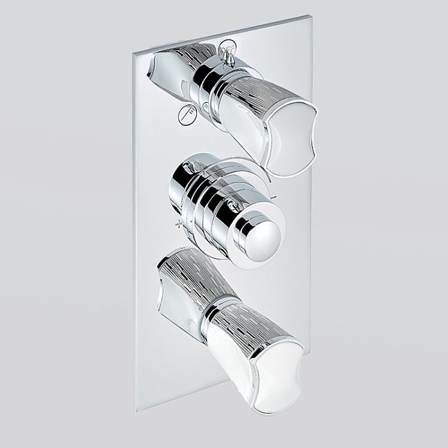 THG Infini white porcelain with platinum decor Смеситель для душа встраиваемый, термостатический, с запорным вент и переключ на 2 потока, внешн часть, цвет хром