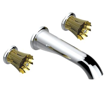 Внешняя часть смесителя THG Mille Nuits - Champagne crystal встраиваемого в стену для раковины на три отверстия с изливом СУПЕР ГОЛИАФ- без выпуска