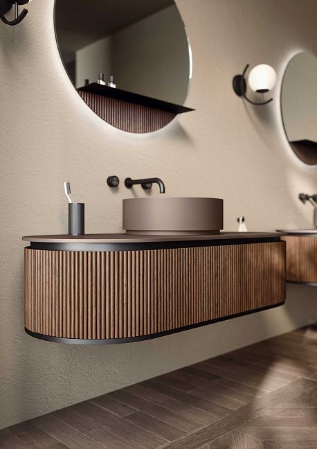 Комплект мебели Oasis Naos напольный, Столешница: Покрытие Purefeel, Отделка: Рифленая текстура ореха / Матовый черный