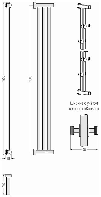 Сунержа Хорда 4.0 Полотенцесушитель электрический 120x16,6 RAL 7039 Кварцевый серый