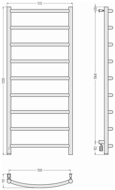 Сунержа Галант 4.0 Полотенцесушитель электрический 120x50 Золотой шёлк