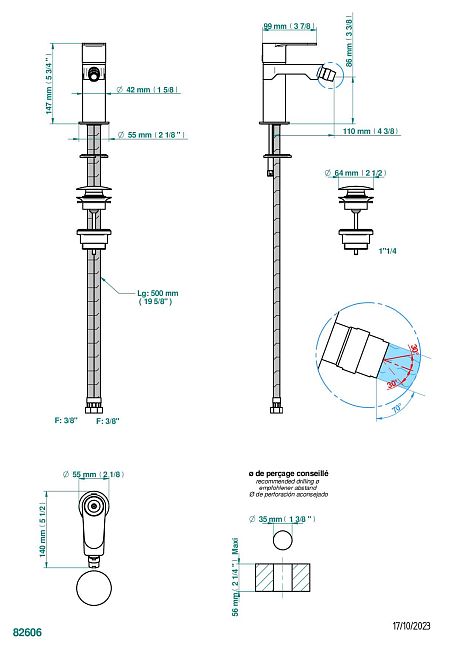 Смеситель THG Zoom.5 однорычажный для биде с донным клапаном