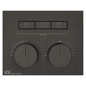 Gessi Hi-Fi Термостат для душа, с включением до 3 источников одновременно (внешняя часть), Black Metal Brushed PVD