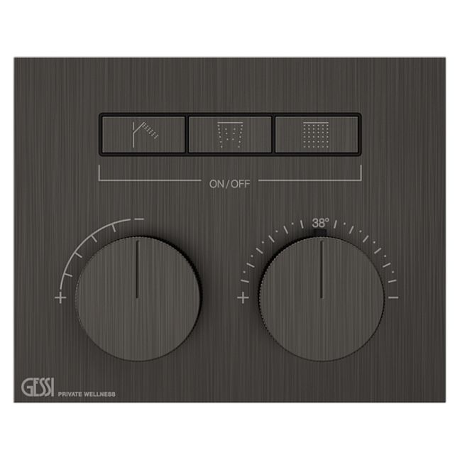 Gessi Hi-Fi Термостат для душа, с включением до 3 источников одновременно (внешняя часть), Black Metal Brushed PVD