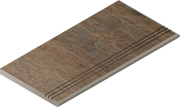 Italon Керамогранитная ступенька Natural Life Wood X2 Gradino Round DX Pepper 30x60 Grip