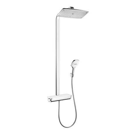 Душевая система Hansgrohe Raindance Select 360 Showerpipe, с верхним душем 36х19см, термостатический смеситель, с ручным душем, цвет: хром/белый
