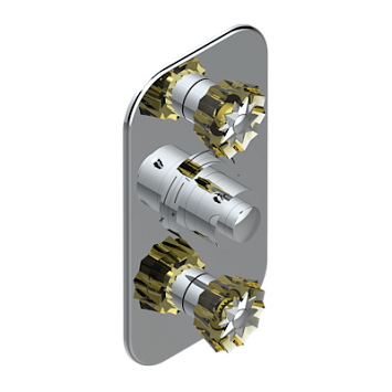 Накладка THG Mille Nuits - Champagne crystal с ручкой регулировки температуры и двумя маховиками для термостатического смесителя 5400AE