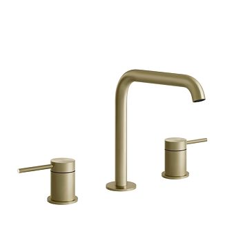 Gessi 316 Смеситель для раковины на 3 отверстия, без донного клапана, излив 156мм, h=201мм, Brushed Brass PVD