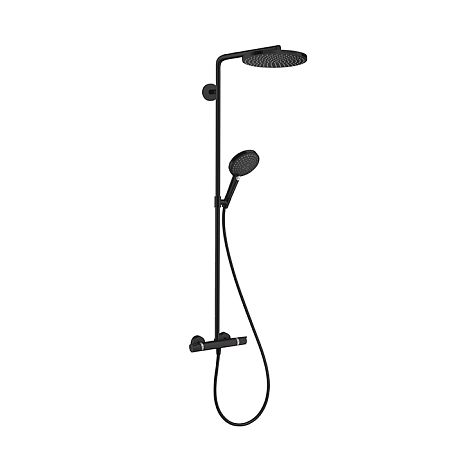 Душевая стойка с термостатом Hansgrohe Raindance 1jet (верхний душ 240мм, ручной душ с держателем), цвет: черный матовый