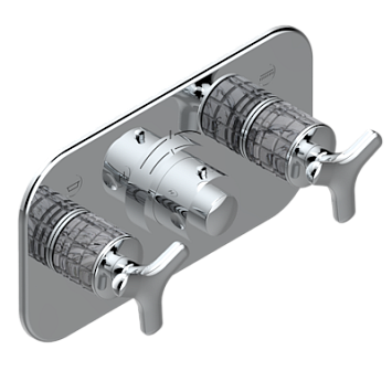 Накладка THG System Howlite с ручкой регулировки температуры и двумя маховиками для термостатического смесителя с горизонтальной установкой