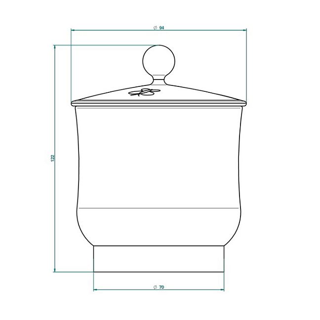 THG CAPUCINE VERT DECOR PLATINE Китайская лакированная коробка с белой керамической крышкой Ø94 мм., small size, декор платина/зеленый, цвет: белый