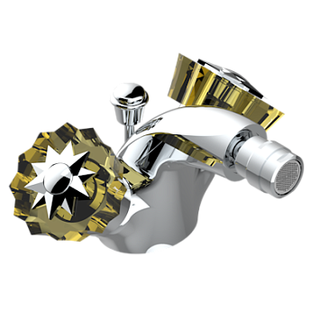 Смеситель для биде THG Mille Nuits - Champagne crystal на одно отверстие с поворотным аэратором и донным клапаном