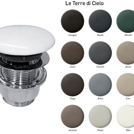 Cielo Донный клапан без перелива, с керамической накладкой, цвет Brina, отделка Cemento
