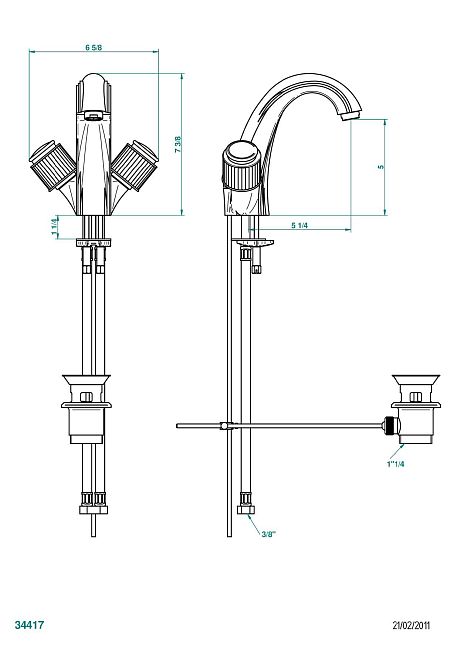 Смеситель THG Jaipur Black Onyx для раковины на одно отверстие с донным клапаном