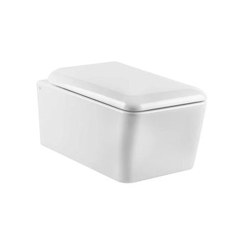 Gessi Rettangolo Унитаз подвесной 558х362 мм., в комплекте с крышкой-сиденьем с механизмом Soft Close, фурнитура хром, белый глянцевый