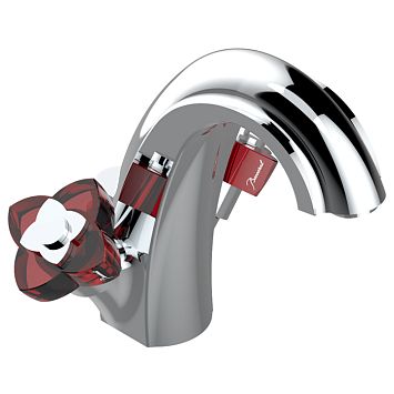 THG Petale de Cristal rouge Смеситель для раковины, 1 отв., цвет: хром/красный хрусталь