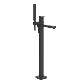 Gessi Rettangolo Напольный смеситель для ванны (внешняя часть), с ручным душем и изливом, Black XL