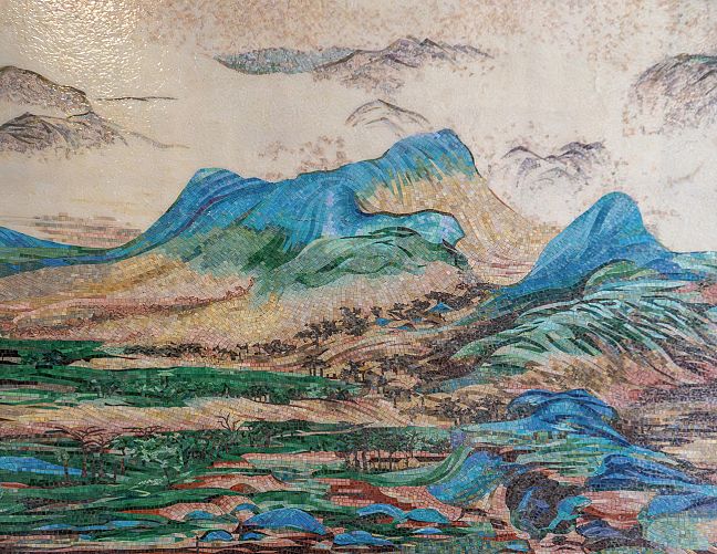 Панно ART NATURA - Горы и Воды на Тысячу Ли, размер: 15 360 х 2 680 см, стеклянная мозаика