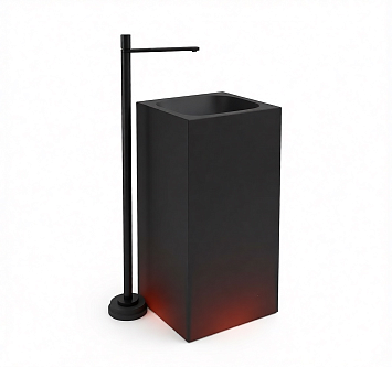 Antonio Lupi Astro Раковина напольная 500х450х850 мм., Icemood, цвет Mostato со сливом в пол, без подсветки, с сифоном и донным клапаном, цвет черный матовый