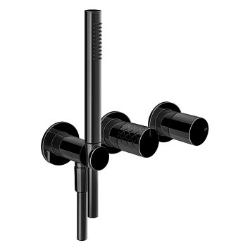 Gessi Habito Intreccio Смеситель настенный встраиваемый, однорычажный, с переключателем на 2 положения, с ручн душ,настенным держ, Black Metal PV