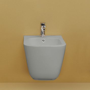Биде подвесное Kerasan Tribeca  54х35см, c 1 отв под смеситель, c креплением WB9N, цвет: Grigio matt