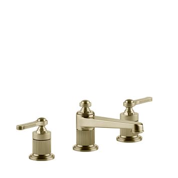 Gessi Venti20 Смеситель для раковины на 3 отверстия, высота излива 50 мм., в комплекте с донным клапаном, Brushed Brass PVD