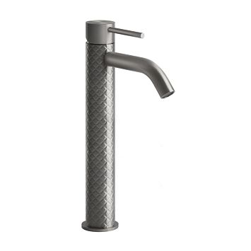 Gessi 316 Смеситель высокий для раковины на 1 отверстие без донного клапана, h=305мм , излив 123мм, steel brushed