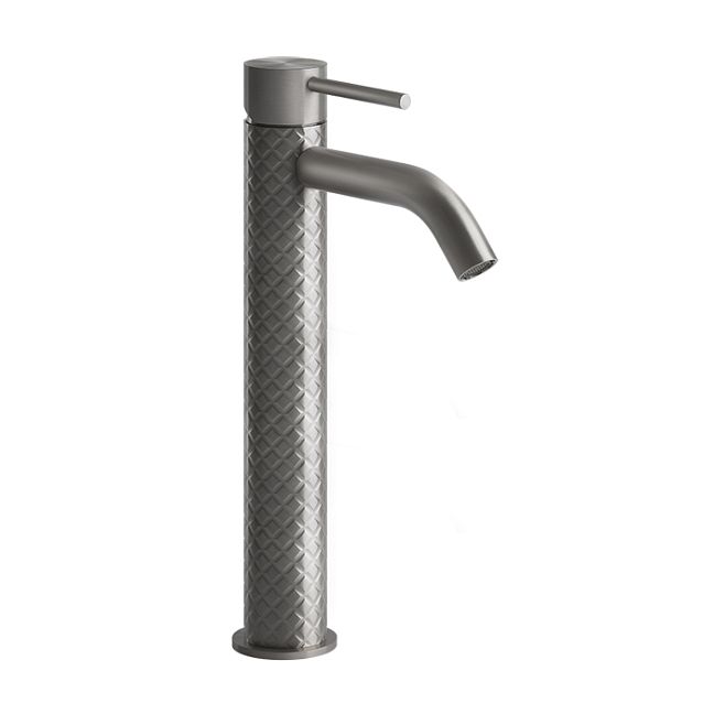 Gessi 316 Смеситель высокий для раковины на 1 отверстие без донного клапана, h=305мм , излив 123мм, steel brushed