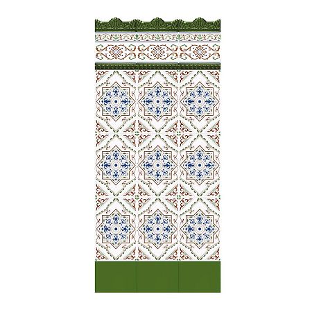 Керамическая плитка Ceramica Ribesalbes Zocalo Cordon Relieve Azul Verde 5x20
