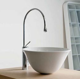 смеситель для раковины высокий Gessi Goccia,  h745mm, без донного клапана. Излив 387 мм, отделка хром купить в Москве: интернет-магазин StudioArdo