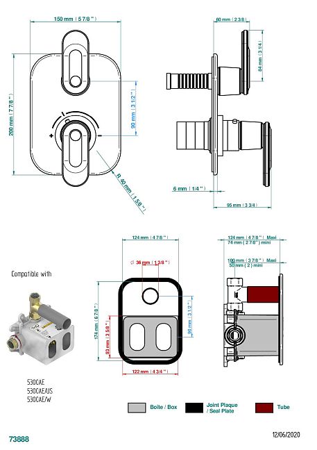 Ручки регулировки THG Corvair Portoro with lever для термостата THG с вентилем арт.5300AE