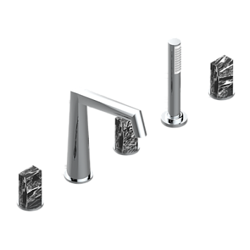 Смеситель  THG Montaigne marbre Grand Antique на борту ванны на 5 отверстий с душем, керамическим смесителем, 2 вентилями ¾" и изливом СУПЕР ГОЛИАФ