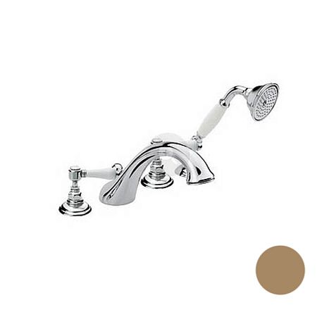 Nicolazzi P.M. Blanc Смеситель на борт ванны на 4 отв, с ручным душем, ручки белая керамика, цвет: тёмная бронза