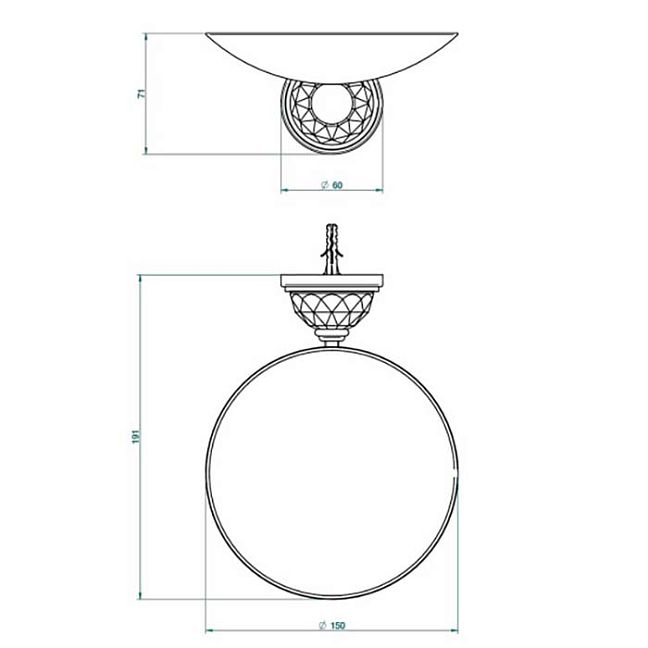 THG Mandarine Cristallia Diamant Мыльница металлическая ø150 мм., подвесная, цвет: полированное золото