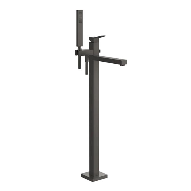 Gessi Rettangolo K Смеситель для ванны напольный, однорычажный, с ручным душем и шлангом 1500 мм., внешняя часть, Black Metal Brushed PVD