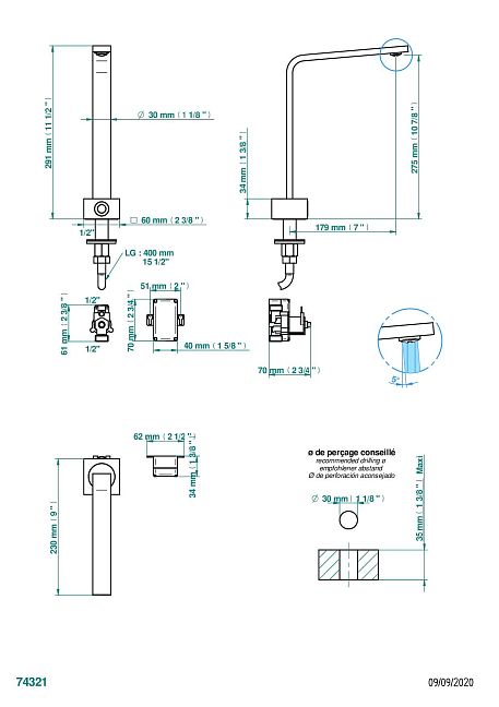 Смеситель THG Soho Электронный кран для умывальника с инфракрасным датчиком присутствия, без механического слива (без поп-ап)