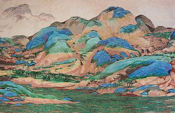 Панно ART NATURA - Горы и Воды на Тысячу Ли, размер: 15 360 х 2 680 см, стеклянная мозаика