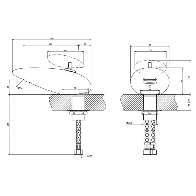 Gessi Equilibrio Смеситель для раковины дизайнерский, на 1 отверстие, без ручки (арт.52002), золото