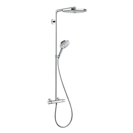 Душевая система Showerpipe Hansgrohe Raindance Select S: верх.душ 300 2jet, ручн.душ, шланг, термостат, цвет: белый/хром