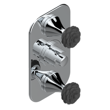 Термостат THG Camelia Black Crystal Накладка с ручкой регулировки температуры и двумя маховиками для термостатического смесителя 5400AE