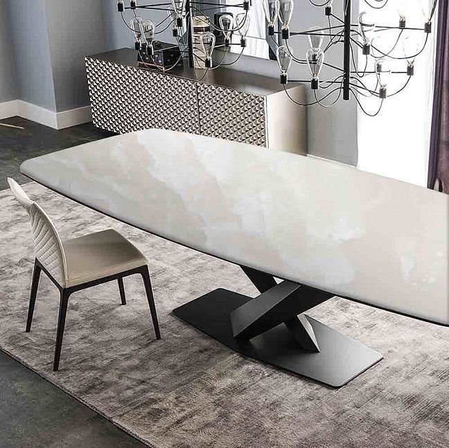 Стол ART NATURA Casa Tavoli WAGNER 2000х1000мм; столешница Rettangolo, оникс - pearl
