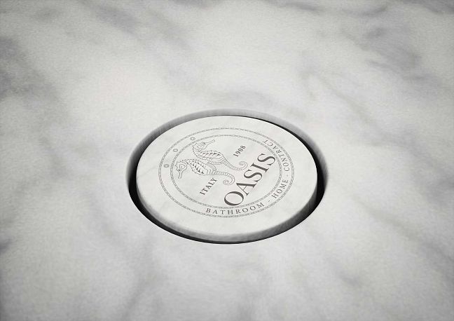 Комплект мебели Oasis Naos напольный, мраморная столешница, bianco carrara, Отделка: Рифленая текстура ореха / Хром