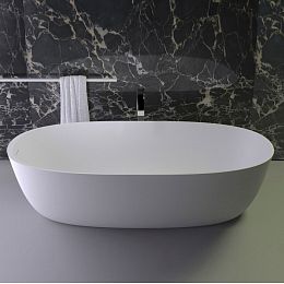 Ванна  отдельностоящая Knief  K|Stone  PRIME OVAL, 180x85x50Hсм, с щелевым сливом переливом click-clack, белая матовая купить в Москве: интернет-магазин StudioArdo