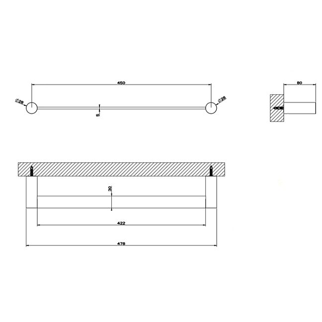 Gessi 316 Полотенцедержатель, 45 см, steel brushed